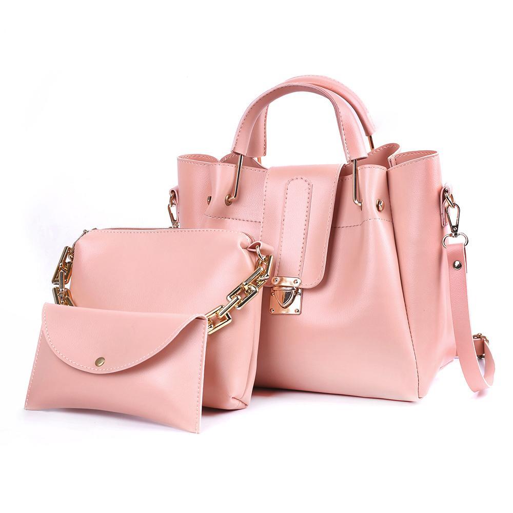 Girl's PU Leather Plain Hand Bag Set