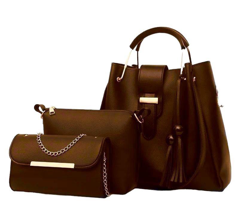 Stylish Women's Green Leather Hand Bag Set