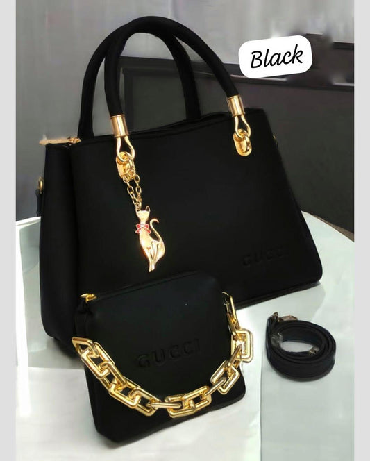 Girl's PU Leather Plain Hand Bag Set