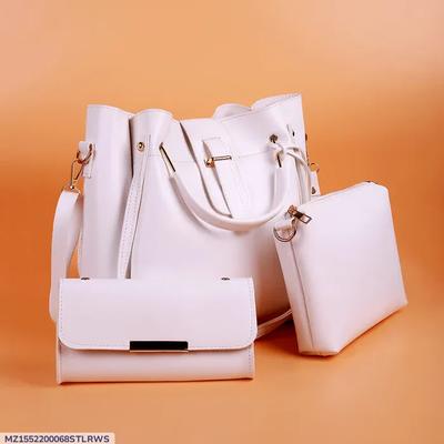 Women's PU Leather Plain Hand Bag Set