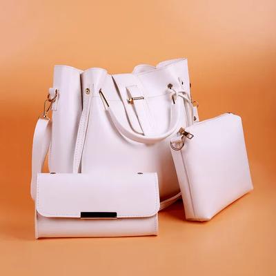 Women's PU Leather Plain Hand Bag Set
