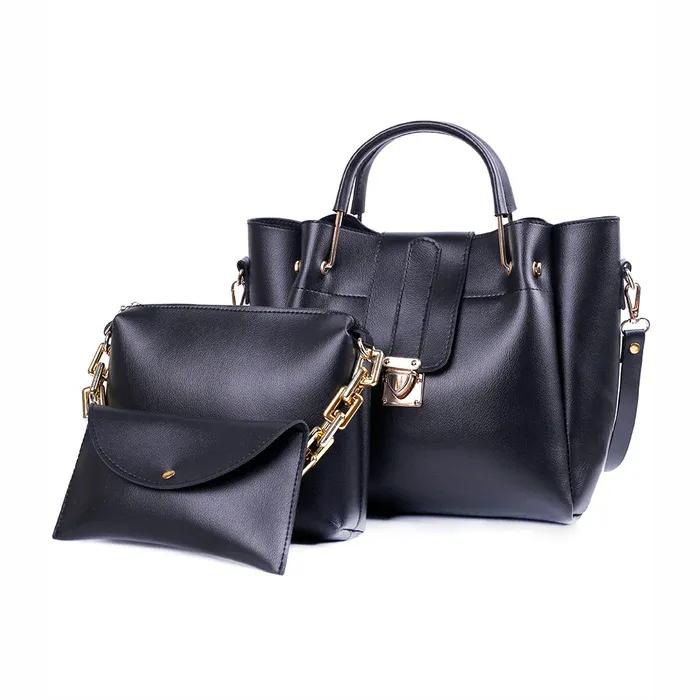 Girl's PU Leather Plain Hand Bag Set