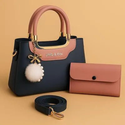 Girl's Leather Plain Hand Bag Set